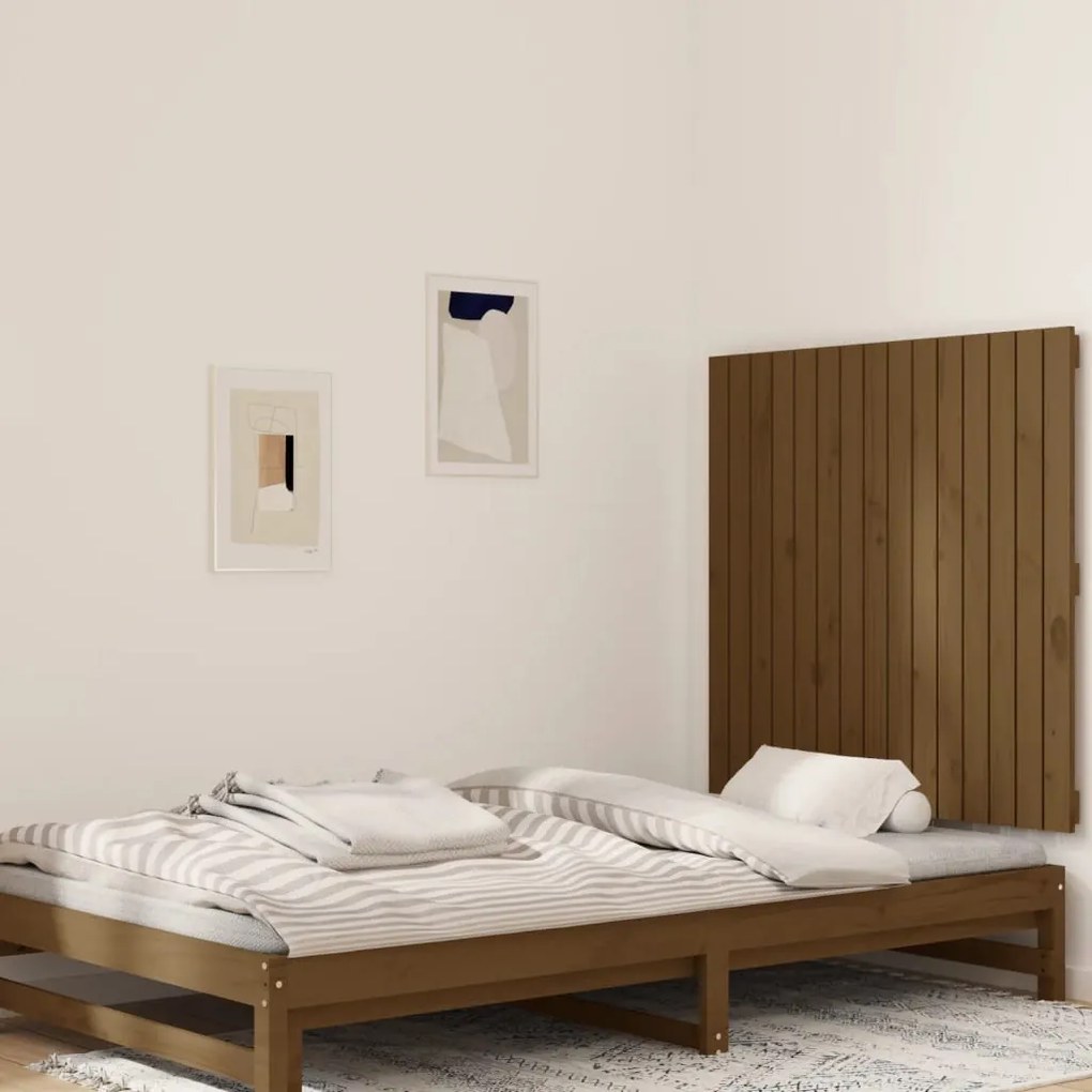 Testiera Da Parete Ambra 95,5x3x90 Cm İn Legno Massello Di Pino /