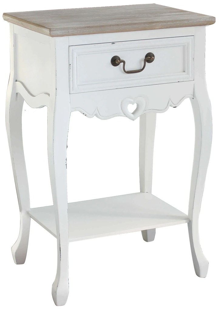 FABIEN - mobiletto 1 cassetto in legno di paulownia shabby chic