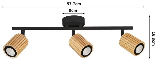 Brilagi - Faretto MODERN WOOD 3xGU10/8W/230V legno/nero