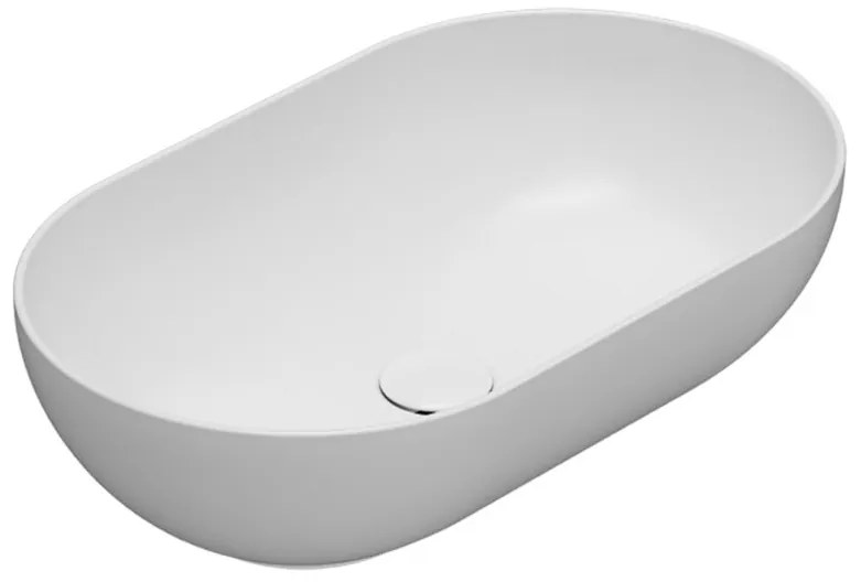 Lavabo ciotola 60x36 da appoggio ovale in ceramica con bagno di colore bianco opaco Globo T-Edge