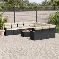 Set Divani da Giardino 12 pz con Cuscini Nero in Polyrattancod mxl 112767