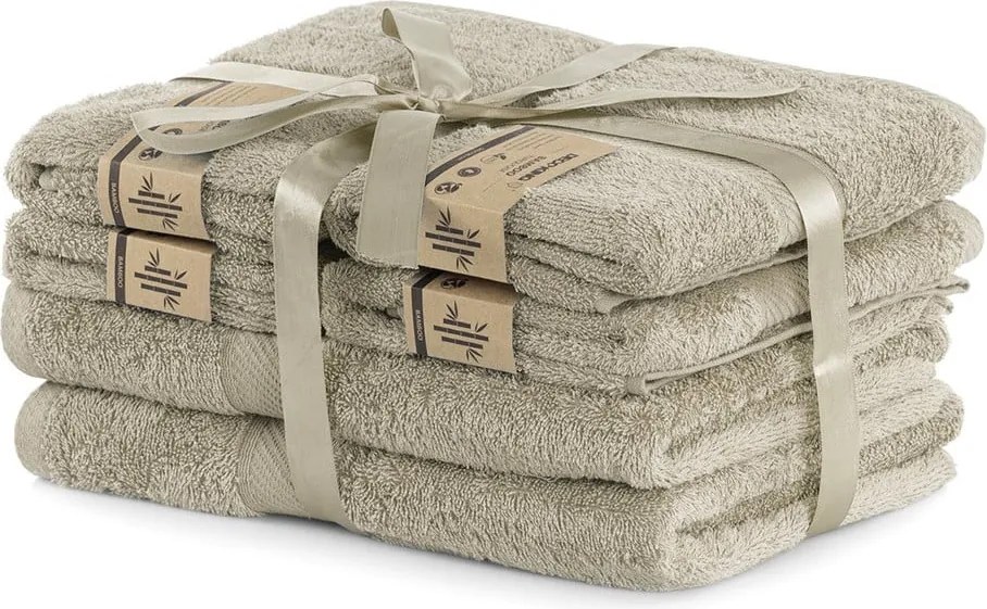 Set di 2 asciugamani da bagno beige e 4 asciugamani Bamby Beige - DecoKing