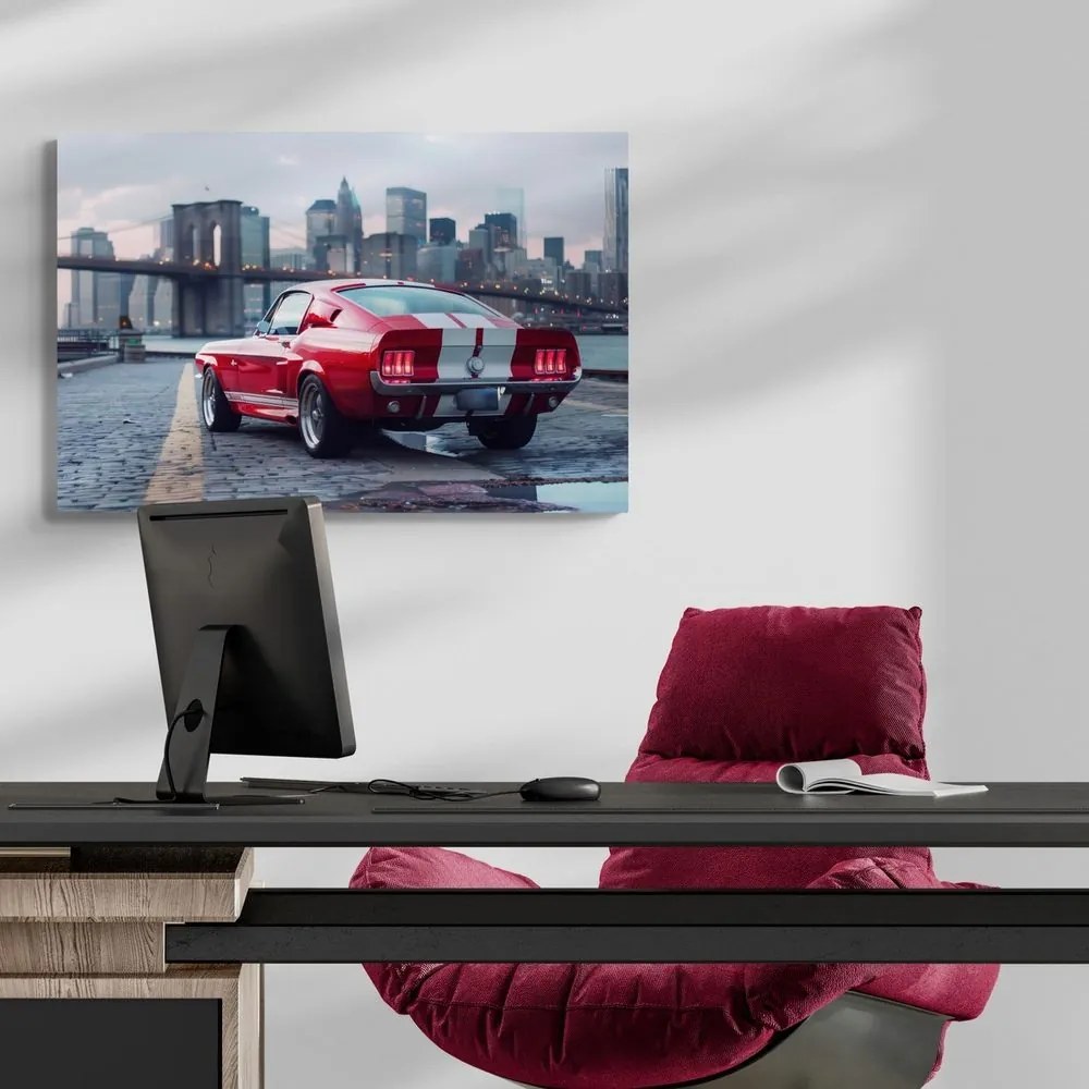 Quadro su tela – Mustang con panorama di New York