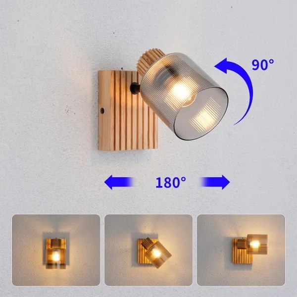 Brilagi - Faretto da parete HYGGE 1xE14/15W/230V legno di Hevea/fumé