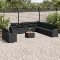 Set Divani da Giardino 12 pz con Cuscini Nero in Polyrattan 3224200