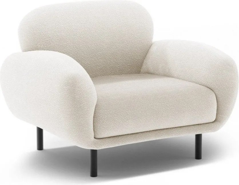 Poltrona bianca con rivestimento in bouclé Poppy – Micadoni