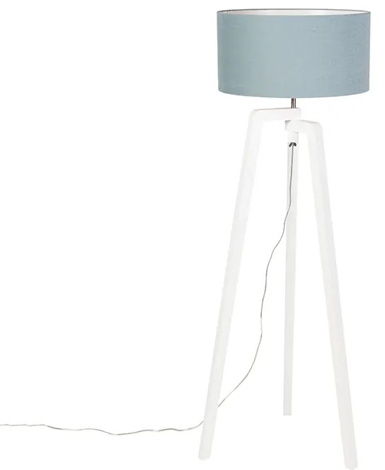 Lampada da terra a treppiede in legno bianco con paralume minerale 50 cm - Puros