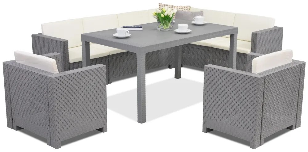 Set in technorattan con divano angolare Colorado Comida Max 8 grigio Bica