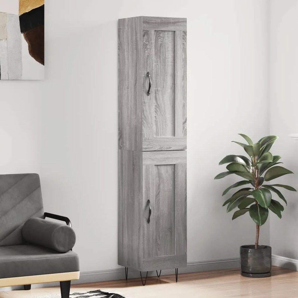 Credenza Grigio Sonoma 34,5x34x180 cm in Legno Multistrato