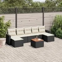 Set Divani da Giardino con Cuscini 8 pz Nero in Polyrattan 3224250