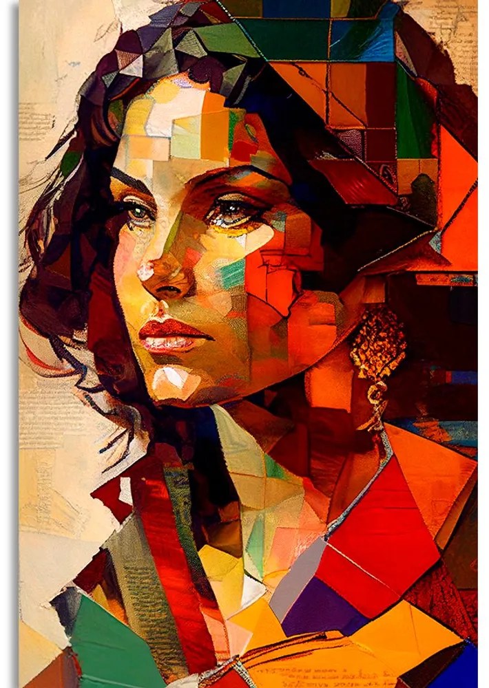 Quadro su tela – Profilo di donna in design patchwork