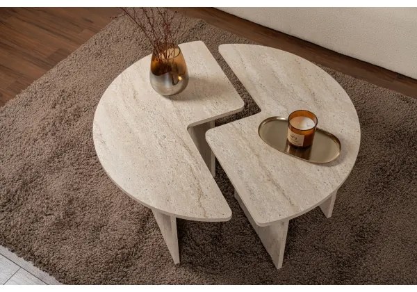 Tavolino da salotto LUVIA, finitura effetto marmo beige