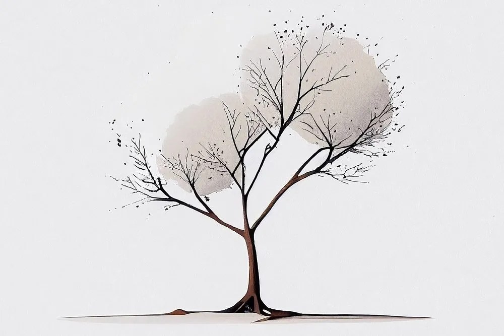 Quadro su tela – Albero minimalista senza foglie