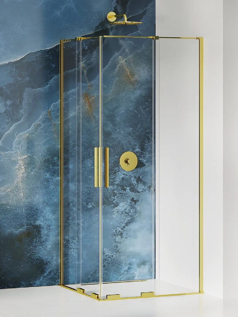 New Trendy Smart Light Gold box doccia 120x80 cm rettangolare oro lucida/vetro trasparente EXK-4267