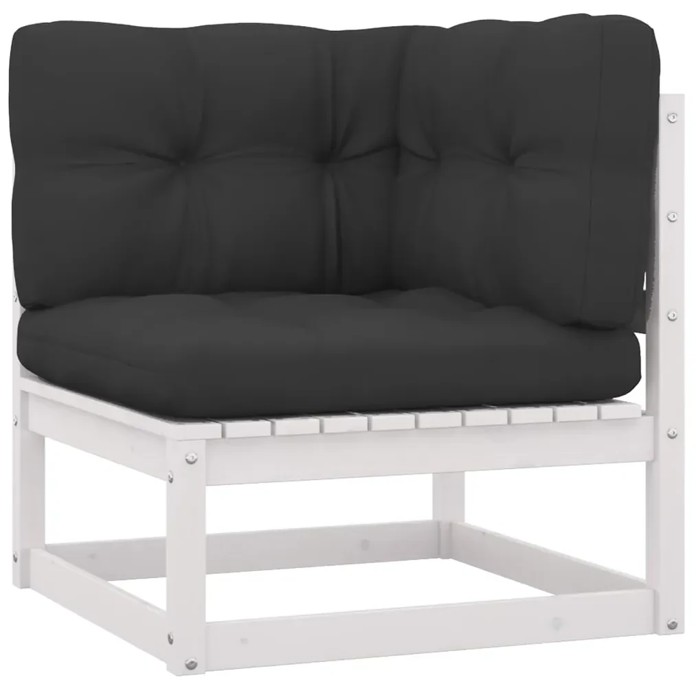 Set divani da giardino 7 pz con cuscini massello di pino bianco