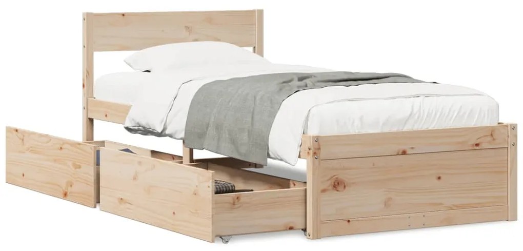 Letto senza materasso 90x190 cm in legno massello di pino