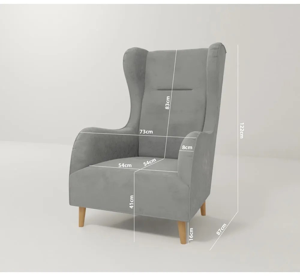 Poltrona in velluto grigio chiaro Carole - Ropez