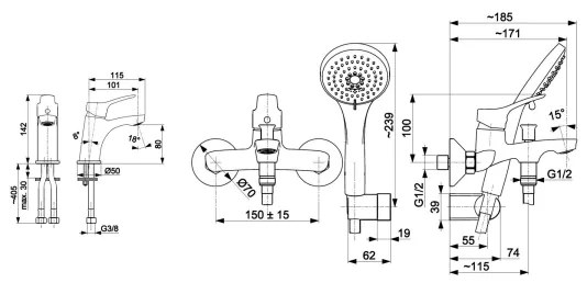 KFA Armatura 5241-003-00 - Set da bagno con rubinetto + rubinetto per lavabo MORRIS cromo lucido