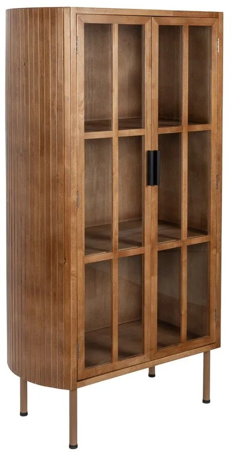 Vetrina di colore naturale in legno di cauciù massiccio 80x140x38 cm Yaz – White Label