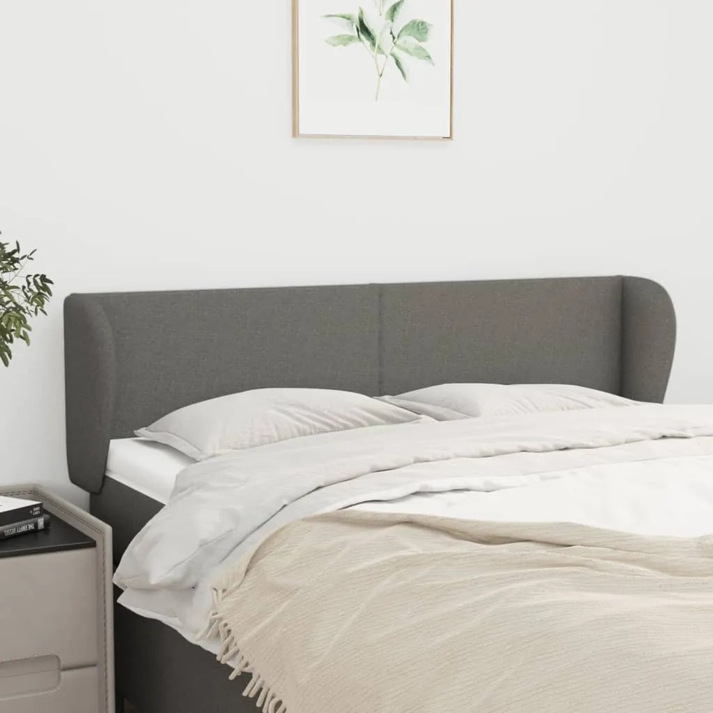 Testiera Ad Orecchio Grigio Scuro 147x23x78/88 Cm İn Tessuto /