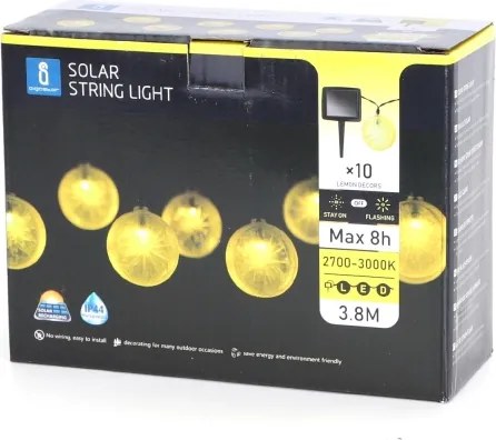 Aigostar - Catena solare LED 10xLED/3,8m IP44 bianco caldo