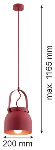 Argon 8282 - Lampadario a sospensione con filo LOGAN 1xE27/15W/230V diametro 20 cm rosso