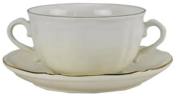 Set 6 Pz Tazze Colazione e Piattino - porcellana  con Bordo Oro  cl35