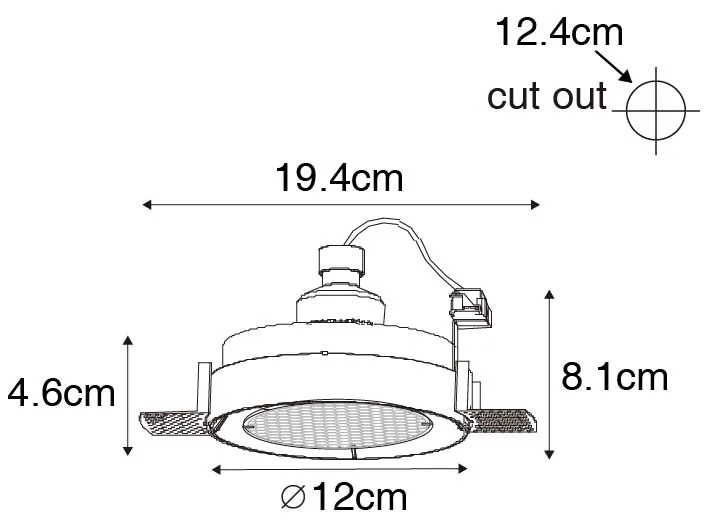 Faretto da incasso moderno bianco GU10 AR70 rotondo senza cornice - Oneon