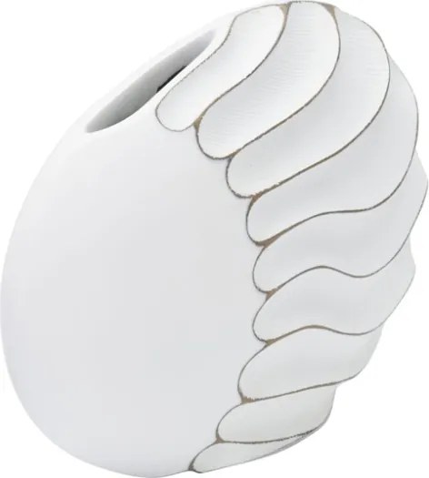 Vaso in resina con decorazioni in rilievo 34X11,5X24,5 cm bianco