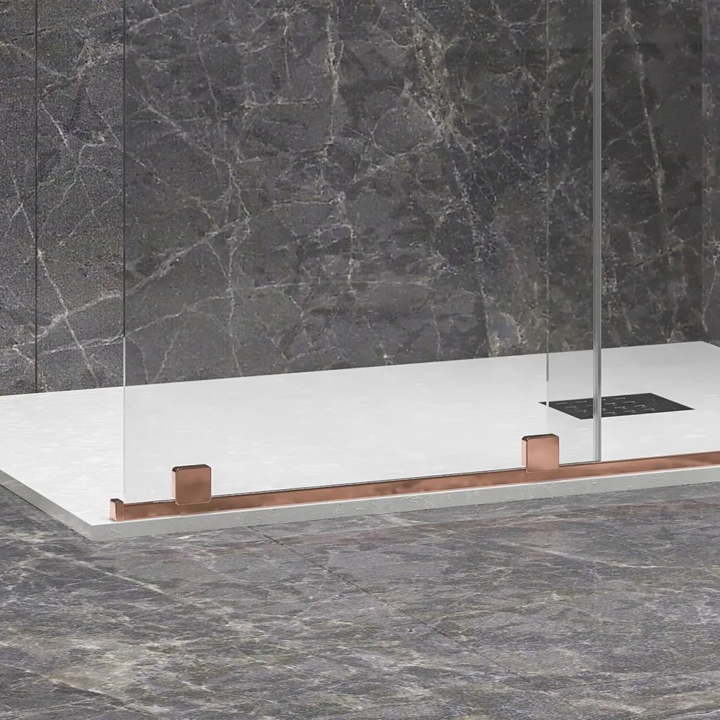 Box doccia walk in scorrevole 150 cm finitura oro rosa | KNM4000W-GR - KAMALU