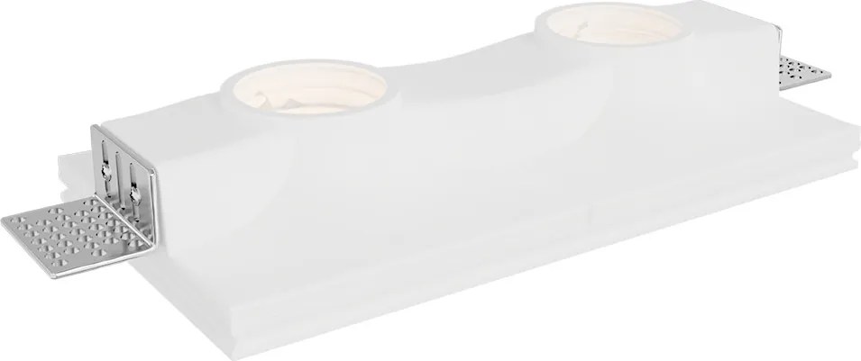 Portafaretto Rettangolare 190x100mm 2xGU10 in Gesso Pitturabile Curvo