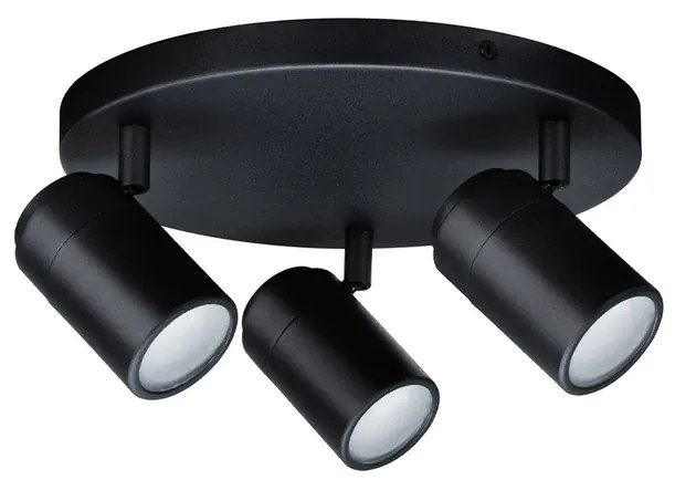 Zyli 3 Plafoniera IP44 Round Dim. Opaco Nero - Paulmann