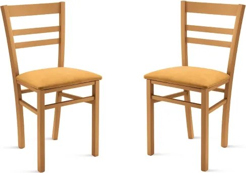 Sedia imbottita in tessuto Giallo e sruttura in legno HOLLY 2 sedie