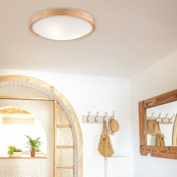 Plafoniera OAK SLIM 3×E27/60W/230V Quercia ø 47 cm