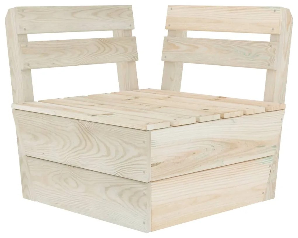 Divano angolare modulare su pallet in legno di abete impregnato