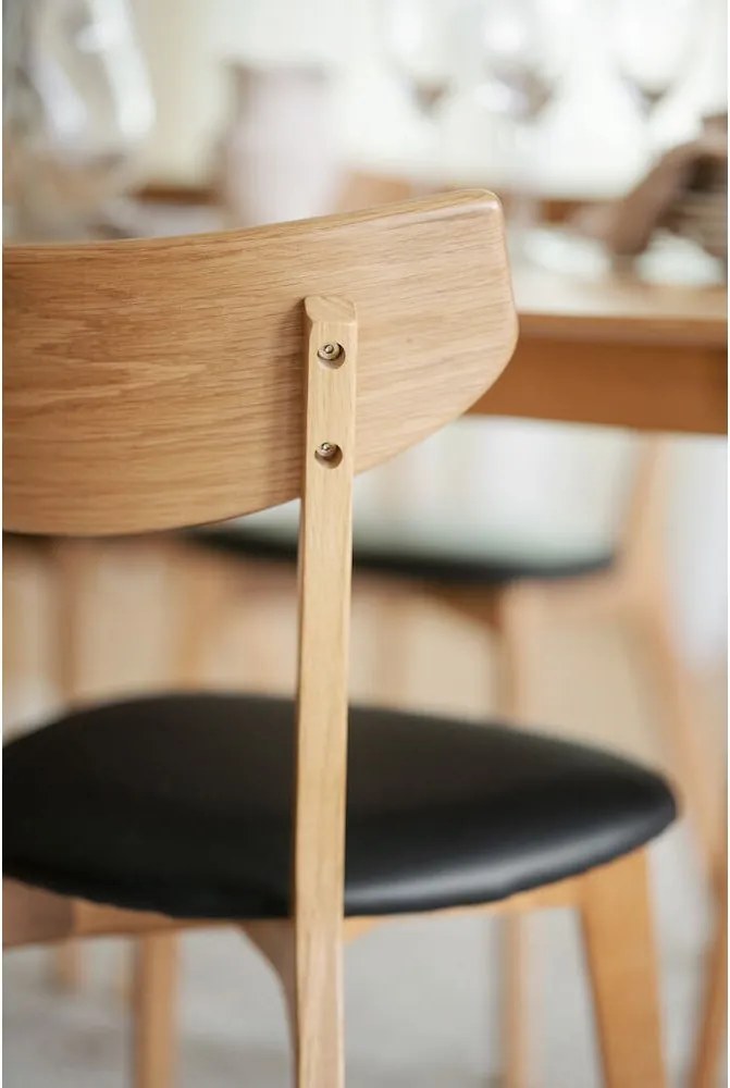 Sedia da pranzo in rovere marrone con seduta nera Ami - Rowico