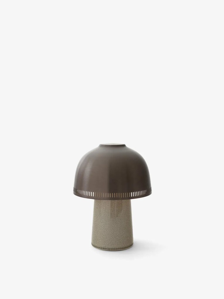 Lampada ricaricabile da interno con base in ceramica e diffusore in alumino beige grey bronzed &Tradition raku sh8