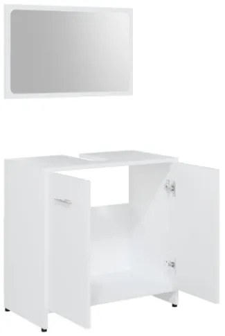 Set Mobili da Bagno 4 pz Bianco in Legno Multistrato