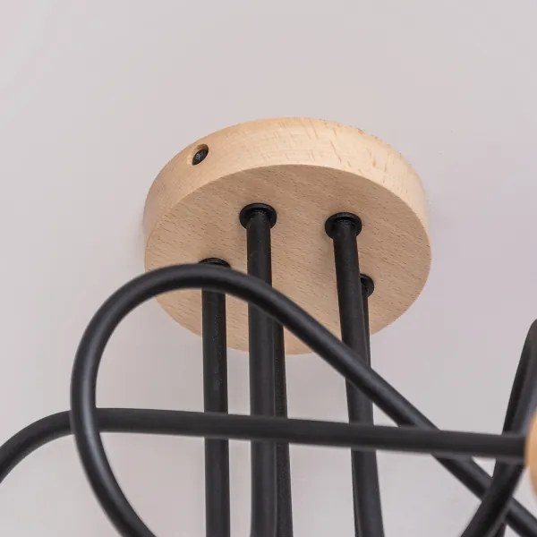 Lampadario a plafone OXFORD 5xE27/15W/230V, finitura pino/nero