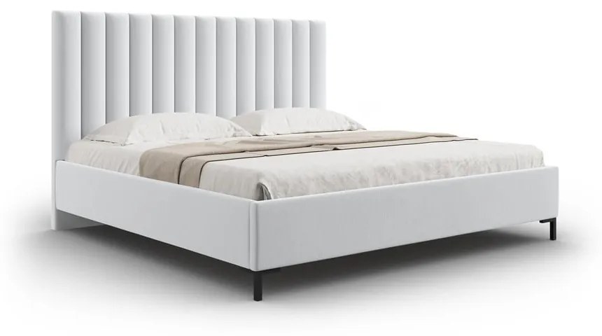 Letto matrimoniale imbottito grigio chiaro con contenitore con griglia 200x200 cm Casey - Mazzini Beds