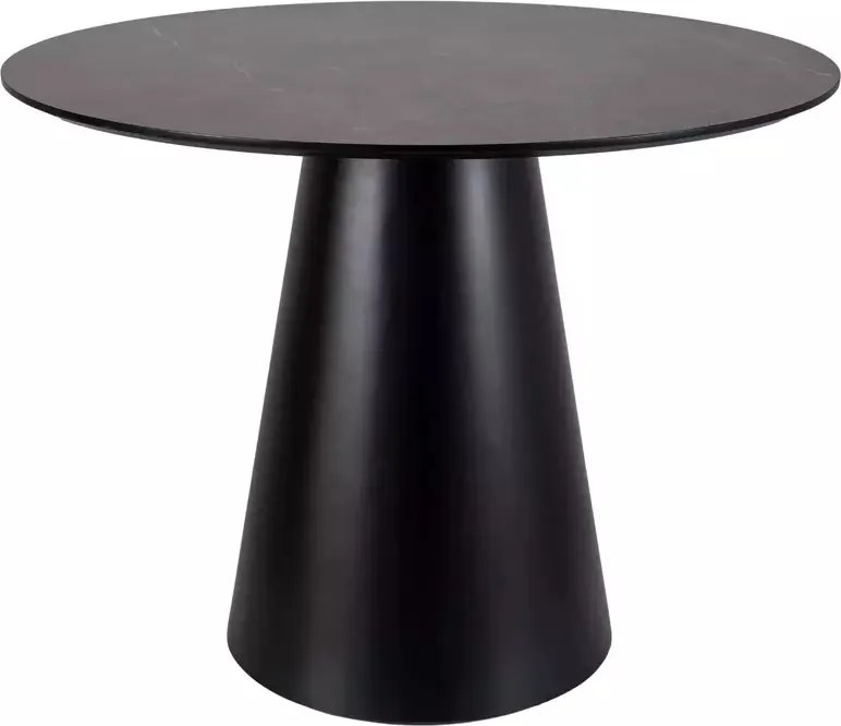 Tavolo Angel rotondo Ø100 cm effetto marmo grigio con struttura nero opaco