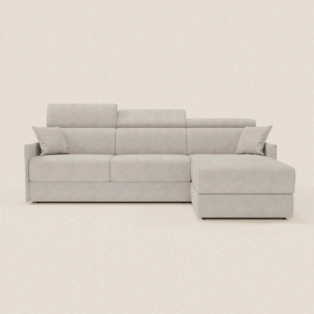 Miryam divano letto angolare compatto - poggiatesta reclinabili e penisola contenitore in tessuto smacchiabile T31