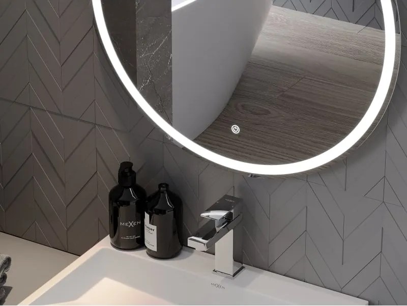 Mexen Gobi specchio da bagno retroilluminato, rotondo 70 cm, LED 6000K, antiappannamento - 9801-070-070-611-00