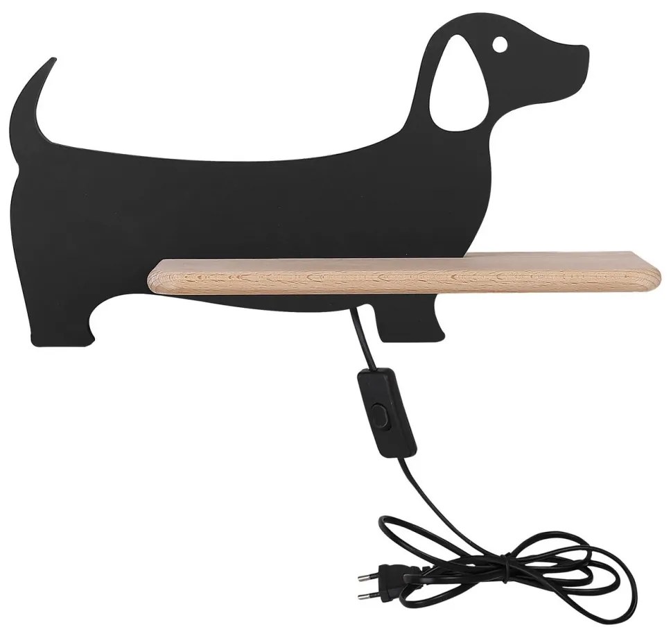 Applique LED per bambini con mensola DOG LED/5W/230V nero/legno