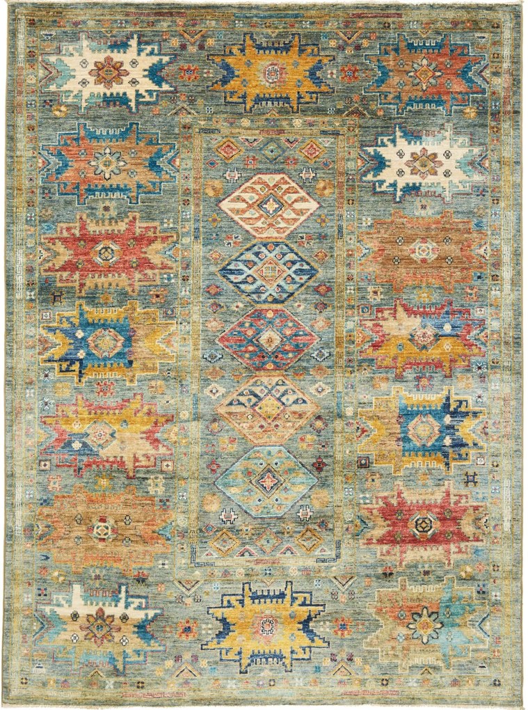 Samarkand Tappeto 200x150 Verde (Pakistan) Annodato A Mano