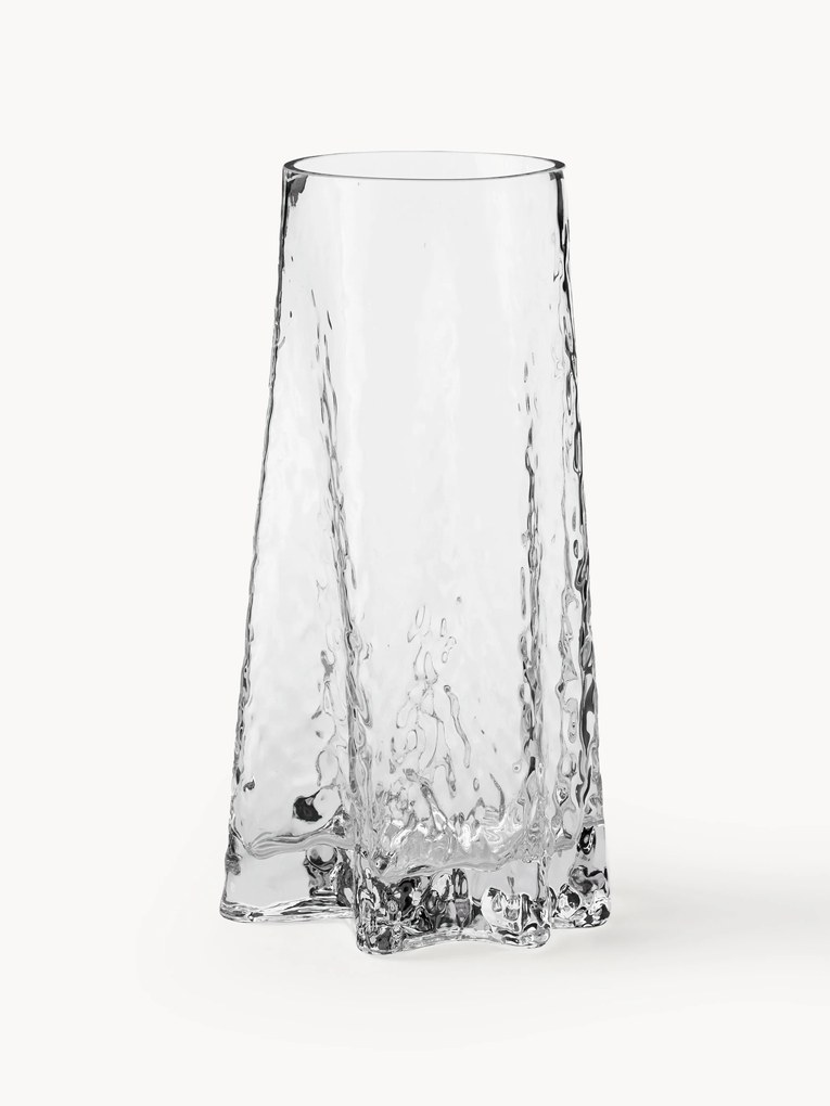 Vaso in vetro soffiato con superficie scanalata Gry, alt. 30 cm