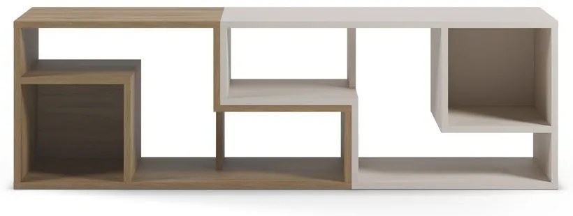 Mobile TV angolare bianco/di colore naturale con effetto rovere 145x45x35 cm Glina – Marckeric