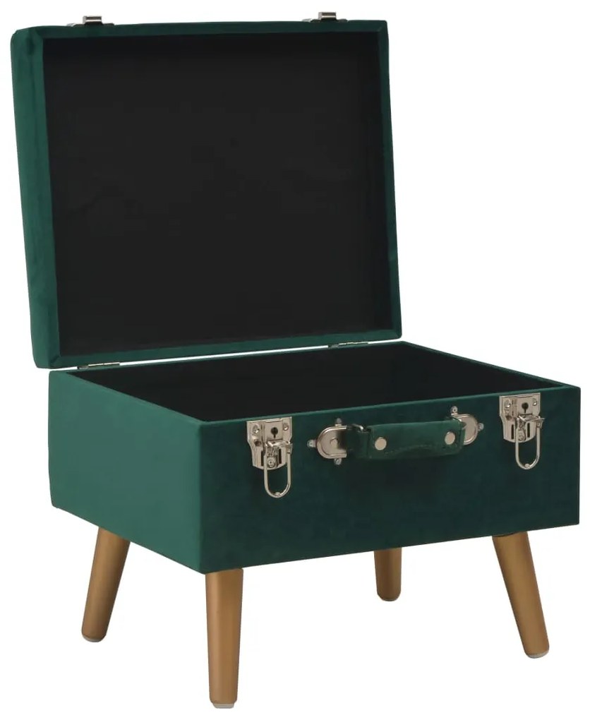 Sgabello con contenitore 40 cm in velluto verde