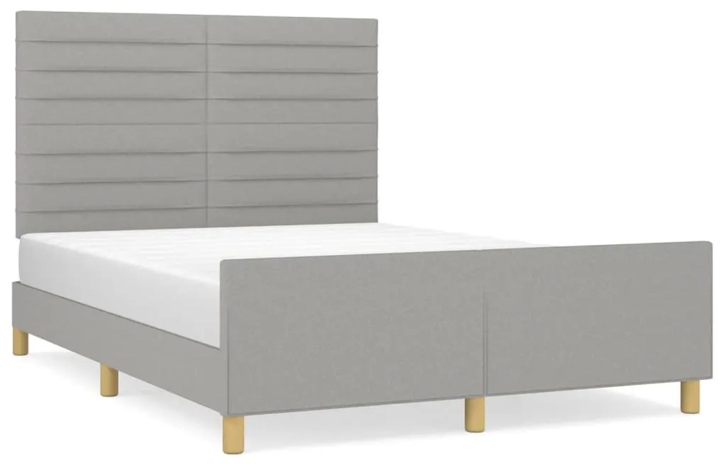 Giroletto con testiera grigio chiaro 140x190 cm in tessuto