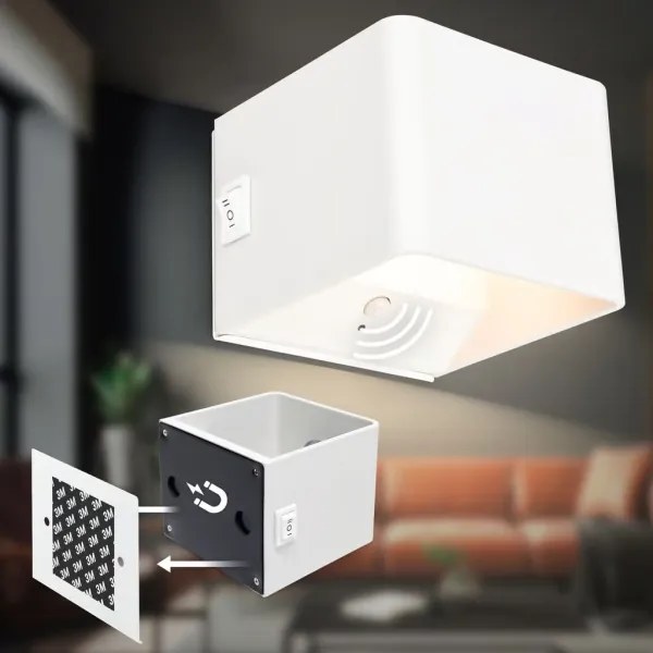 Briloner 3879016 - Lampada da parete ricaricabile a LED con sensore BORRA LED/1,5W/5V 3600 mAh, bianca